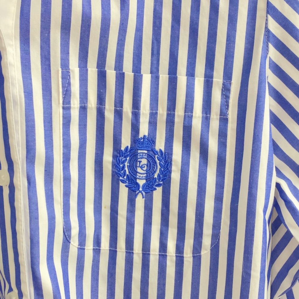 Liz Claiborne 100% Cotton Liz Sport Long Sleeve Blue Striped Women's Blouse - Picture 5 of 7